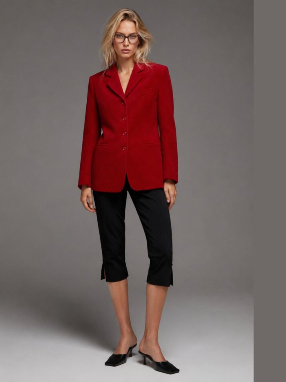 Wool Cashmere Blend Office Business Casual Red Blazer Power Dressing - Picture 3 of 9
